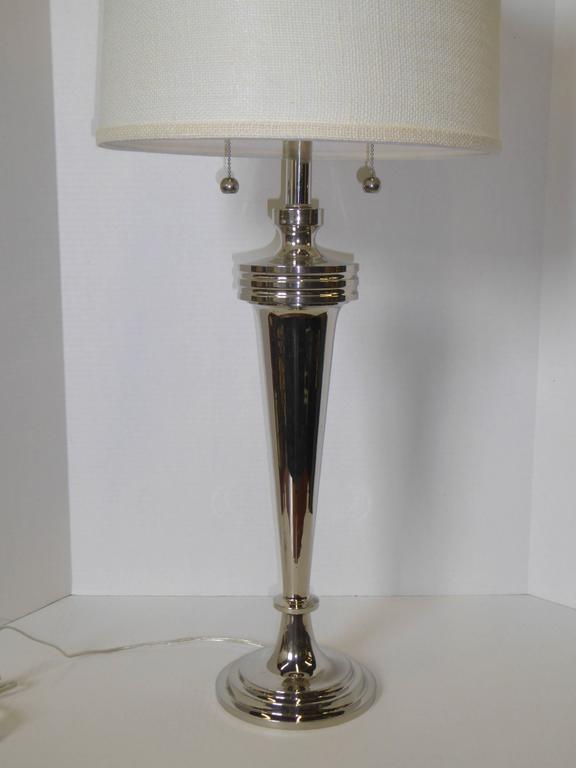 SOLD....Pair of Art Deco Nickel Chrome Mutual Sunset Table Lamps - Glo