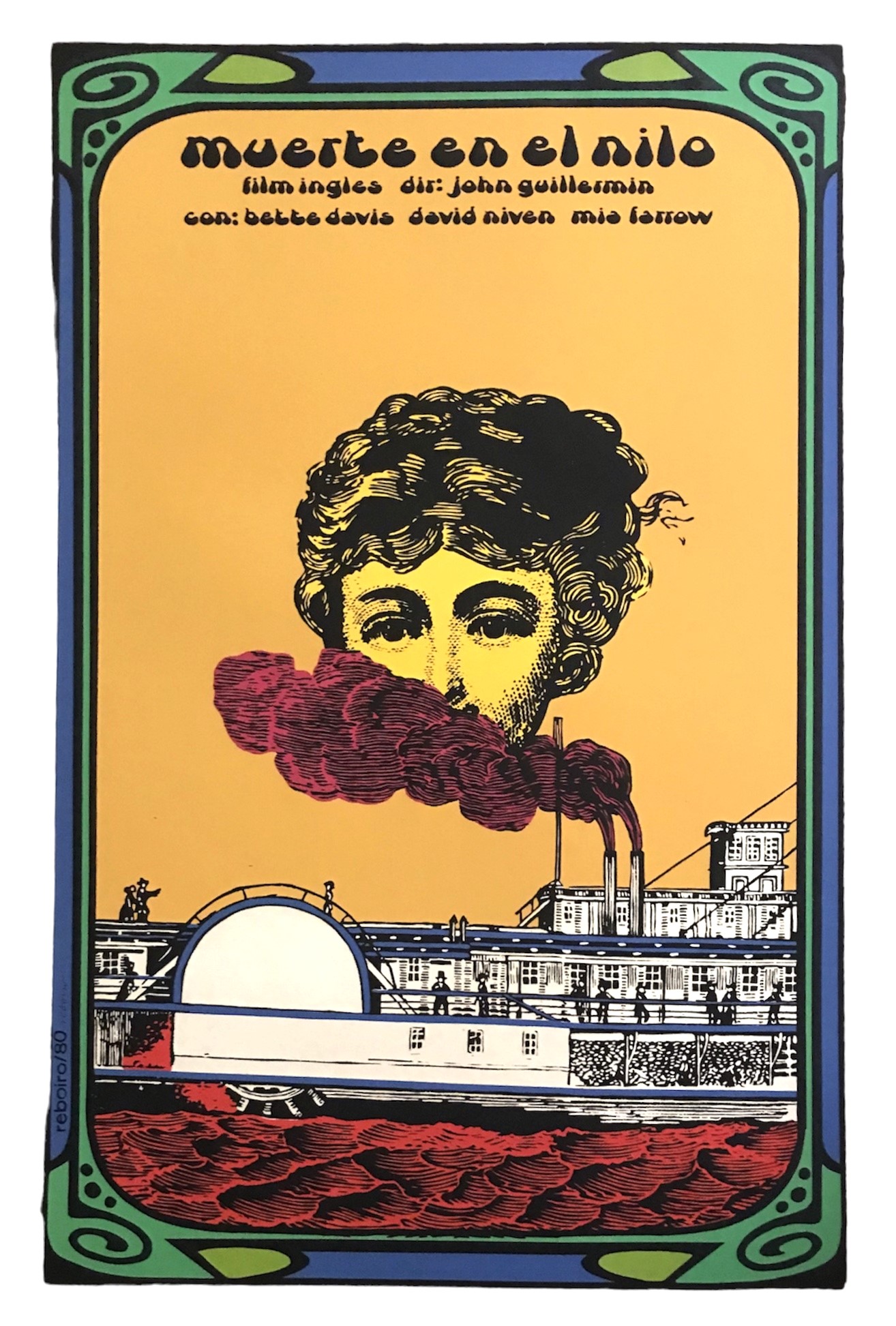 SOLD....Cuban Vintage Movie Poster of 1978 Film - Death on the Nile - Silkscreen by Reboiro 1980