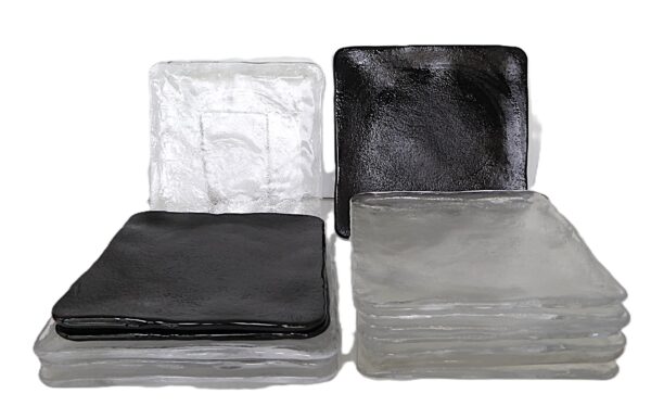 Organic Modern New-Old Stock 14 SUKIYA Square  Glass Dishes by Sugahara Japan late 70s