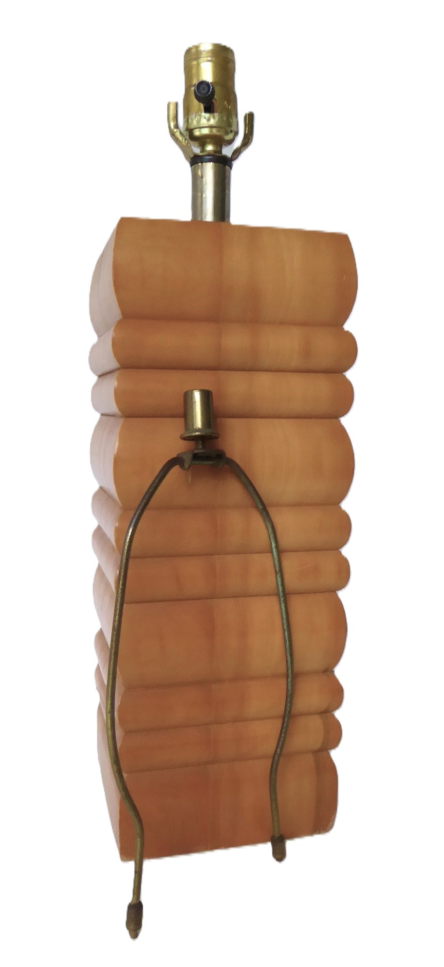 Mid Century Stacked Wood Organic Modern Table Lamp 1960s.