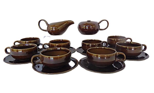 Russel Wright Mid Century American Modern Bean Brown Coffee Service 18 pcs.