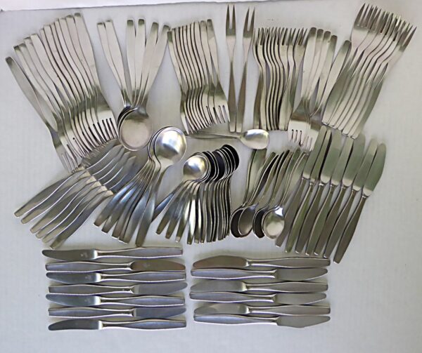 Henckels Mid Century Modern Azur Flatware Satin-Finish Germany 1960s - 111 pcs.