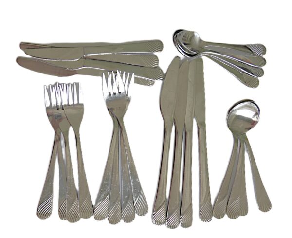 Pan Am World Airways 1980s Stainless Infinity Logo Flatware 4 Settings 24 pcs.