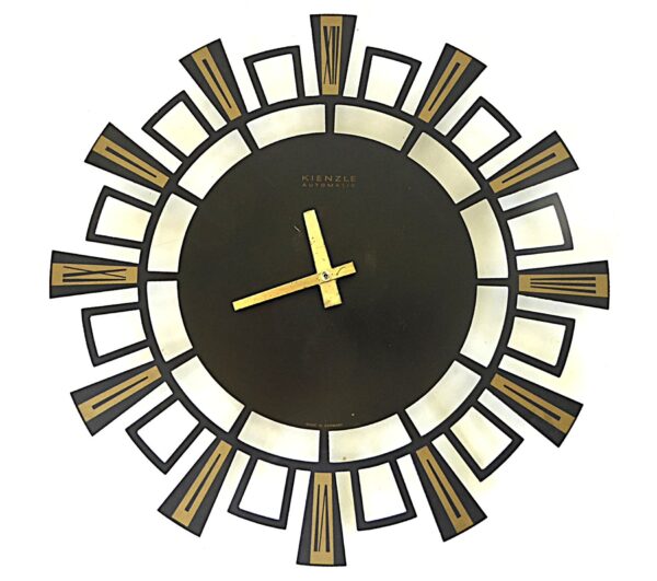 Kienzle Mid Century Space Age Modern Metal Battery Wall Clock Germany 1960s