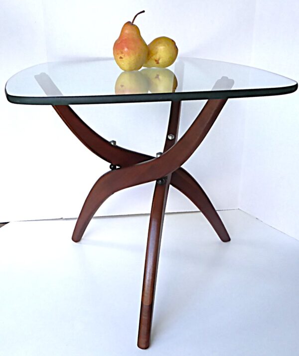 Forest Wilson Mid Century Modern Walnut Three-Leg Side Table 1960s Adrian Pearsall Inspired.